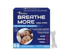 Breathe More - Tiras nasales transparentes (66 x 19 mm), nariz mediana-grande, 50 unidades, extra fuerza, piel sensible, sin medicamentos, alivia los ronquidos y la congestión nasal de los resfriados