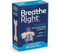 Breathe Right 30 Tiras Nasais Original | Alívio da congestão nasal I Ajuda a reduzir o Ressonar | Tiras Nasais para melhorar a Respiração | Sem Medicamentos | Para Homens e Mulheres (Pequeno/Médio)