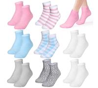 Breathffy 8 pares de calcetines de aloe hidratantes naturales para spa, calcetines de loción, calcetines suavizantes con infusión de aloe para mujeres y hombres, calcetines de gel reparadores para