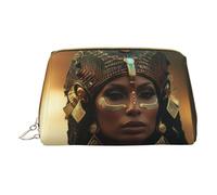 BREAUX Ancient Egypt Tribe Series - Bolsa de cosméticos portátil de piel con impresión, bolsa de mano portátil para cosméticos, bolsa de cosméticos de piel (pequeña), color blanco, talla única, Blanco