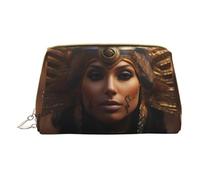 BREAUX Ancient Egypt Tribe Series - Bolsa de cosméticos portátil de piel con impresión, bolsa de mano portátil para cosméticos, bolsa de cosméticos de piel (pequeña), color blanco, talla única, Blanco