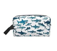 BREAUX Bolsa de almacenamiento de cosméticos con estampado de tiburón con varios gestos, bolsa de almacenamiento de accesorios de viaje para mujer, Patrón de tiburón con varios gestos, Talla única