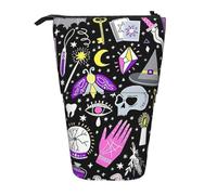 BREAUX Bolsa de almacenamiento expandible con estampado de animales otomí mexicanos, bolsa de almacenamiento vertical, bolsa de cosméticos expandible, Magic Witch Witchcraft - Dibujo bohemio, Talla