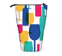 BREAUX Bolsa de almacenamiento expandible con estampado de arena blanca y arena transparente, bolsa de almacenamiento vertical, bolsa de cosméticos expandible, Copas de cóctel y botellas de vino,