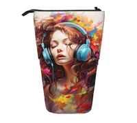 BREAUX Bolsa de almacenamiento expandible con estampado de delfín, bolsa de almacenamiento vertical, bolsa de cosméticos expandible, Música colorida, Talla única, Multifuncional: