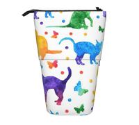 BREAUX Bolsa de almacenamiento expandible con estampado de gato de dibujos animados, bolsa de almacenamiento vertical, bolsa de cosméticos expandible, Mariposa, lunares y gato, Talla única,