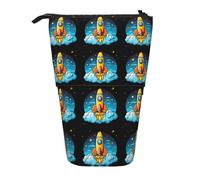 BREAUX Bolsa de almacenamiento expandible con estampado de geco de leopardo de arena, bolsa de almacenamiento vertical, bolsa de cosméticos expandible, Rocket Clipart Space Ship1, Talla única,