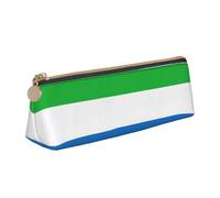 BREAUX Bolsa de almacenamiento triangular de cuero con estampado de bandera de Sierra Leona, apta para viajes y almacenamiento de cosméticos