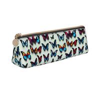 BREAUX Bolsa de almacenamiento triangular de cuero con estampado de mariposa y violonchelo, apta para viajes y almacenamiento de cosméticos