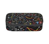 BREAUX Bolsa de cosméticos de gran capacidad impresa con fórmula matemática, bolsa de artículos de tocador, organizador de papelería, negro, BD004, negro, talla única, floral, Black, Talla única,
