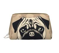 BREAUX Bolsa de cosméticos grande con estampado de perro carlino para mujer, bolsa de cosméticos de viaje, organizador portátil, lindo perro carlino 2, talla única, Cute Pug Dog2, Talla única