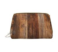 BREAUX Bolsa de cosméticos portátil de cuero con estampado de madera marrón, bolsa de cosméticos portátil, bolsa de cosméticos de cuero (pequeña), madera marrón, talla única, Madera marrón, Talla