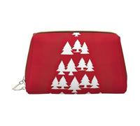 BREAUX Bolsa de cosméticos portátil de piel con estampado de árbol de abedul de Feliz Navidad, bolsa de cosméticos portátil (pequeña), Blanco, Talla única