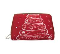 BREAUX Bolsa de cosméticos portátil de piel con estampado de árbol de Navidad rojo, bolsa de cosméticos portátil, bolsa de cosméticos de piel (pequeña), color blanco, talla única, Blanco, One Size