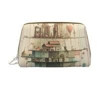 BREAUX Bolsa de cosméticos portátil de piel con estampado de física, bolsa de mano portátil para cosméticos (pequeña), Blanco, Talla única