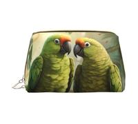 BREAUX Bolsa de cosméticos portátil de piel con estampado de loros y loros, bolsa de cosméticos portátil (pequeña), Blanco, Talla única