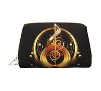 BREAUX Bolsa de cosméticos portátil de piel con estampado de símbolo de música, bolsa de cosméticos portátil, bolsa de cosméticos de piel (pequeña), Blanco, Talla única