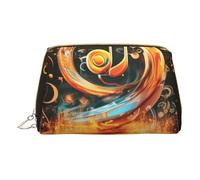 BREAUX Bolsa de cosméticos portátil de piel con estampado de símbolo de música, bolsa de cosméticos portátil, bolsa de cosméticos de piel (pequeña), Blanco, Talla única