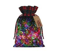 BREAUX Bolsa de regalo colorida con estampado de estrellas de arco iris, bolsa de regalo de boda, bolsa de lino con cordón de color bloqueado