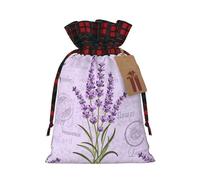 BREAUX Bolsa de regalo con estampado de sello de lavanda, bolsa de regalo, bolsa de regalo estilo cordón, suministros de fiesta de vacaciones