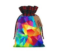 BREAUX Bolsa de regalo con estampado geométrico arcoíris, bolsa de regalo, bolsa de regalo con cordón, suministros de fiesta de vacaciones