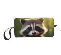 BREAUX Bonita bolsa de almacenamiento diaria con estampado de mapache, bolsa de almacenamiento portátil simple de mano, bolsa de viaje con cremallera para maquillaje, lindo mapache 1, talla única,