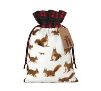 BREAUX Bonita bolsa de regalo con estampado de ardilla, bolsa de regalo, bolsa de regalo estilo cordón, suministros de fiesta de vacaciones