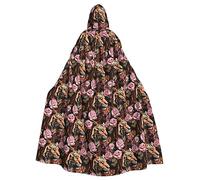 Breaux Capa con capucha con estampado de camuflaje digital del ejército para Navidad, Halloween, capa de bruja, decoración de fiesta de adultos., Animal Tiger Leopard Estampado Rosa Flor, talla única