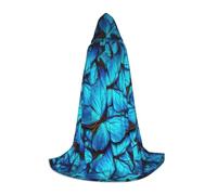 BREAUX Capa con capucha unisex con estampado de mariposas azules, longitud completa, disfraz de exhibición de cómics