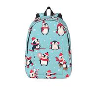 BREAUX Christmas Penguins - Bolsa de lona ligera e informal, moderna, mochila de viaje unisex, Negro -, S