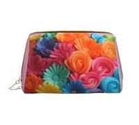 BREAUX Colorido Cupcakes Rainbow Flower Cake Print Bolsa de cosméticos grande para mujer, bolsa de cosméticos de viaje, organizador portátil, cupcakes coloridos, pastel de flores arcoíris, talla