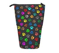 BREAUX Colorido estuche telescópico con estampado de huellas de perro, color negro, apto para bolsa de maquillaje multifuncional y cartera, Negro, One Size, Moda