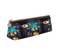 BREAUX Cool Drums Set - Bolsa de almacenamiento de piel triangular para artículos de papelería, apta para viajes y almacenamiento de cosméticos