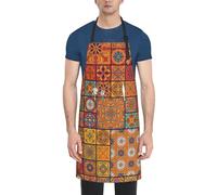 BREAUX Delantal de chef hawaiano con diseño de surfista ondulado, ajustable, impermeable, con 2 bolsillos, utilizado para barbacoa y cocina, Grupo de geométricos marroquíes, talla nica