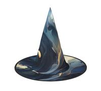 BREAUX Disfraz de bruja y sombrero de mago de Halloween con estampado azul pálido de piedra de ónix para decoración temática de fiesta de Halloween