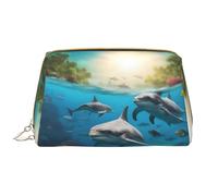 BREAUX Dolphins - Bolsa de cosméticos para mujer, diseño de tortugas marinas, tiburones, pulpos, corales, grandes, para viajes, cosméticos, organizador portátil, delfines, tortugas marinas, tiburones,