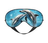 BREAUX Dolphins in Love - Antifaz para dormir con estampado de delfines en amor, máscara de ojos opaca de doble cara, máscara de dormir de viaje