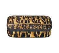 BREAUX Egypts Jeroglyphics - Neceser de gran capacidad con estampado de jeroglíficos, organizador de papelería, color negro, talla única, floral, Black, Talla única, Floral