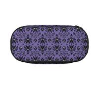 BREAUX Estuche de tela Oxford 300D con diseño de terror sobre fondo morado, diseño de cremallera de doble cabeza, cosméticos y organizador