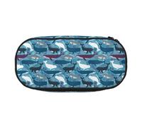 BREAUX Estuche de tela Oxford 300D con estampado de ballena, diseño de cremallera de doble cabeza, cosméticos y organizador