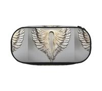BREAUX Estuche para lápices con estampado de alas de ángel, bolsa de maquillaje, bolsa de almacenamiento resistente, apto para accesorios esenciales de oficina o viajes, Negro, One Size, Portabilidad