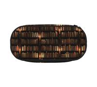 BREAUX Estuche para lápices con estampado de biblioteca, bolsa de maquillaje, bolsa de almacenamiento resistente, apto para accesorios esenciales de oficina o viajes, Negro -, Talla única