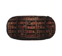 BREAUX Estuche para lápices con estampado de biblioteca, bolsa de maquillaje, bolsa de almacenamiento resistente, apto para accesorios esenciales de oficina o viajes