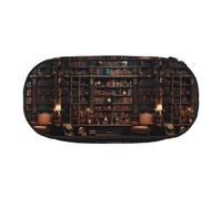 BREAUX Estuche para lápices con estampado de biblioteca, bolsa de maquillaje, bolsa de almacenamiento resistente, apto para accesorios esenciales de oficina o viajes, Negro, One Size, Portabilidad