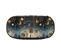 BREAUX Estuche para lápices con impresión física, bolsa de maquillaje, bolsa de almacenamiento resistente, apto para accesorios esenciales de oficina o viajes, Negro, One Size, Portabilidad