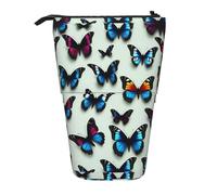 BREAUX Estuche retráctil vertical con estampado de mariposa y violonchelo, cartera de moda, bolsa de almacenamiento multifuncional