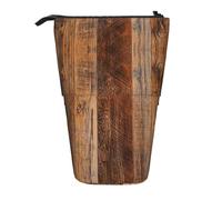 BREAUX Estuche telescópico con estampado de madera marrón, apto para bolsa de maquillaje multifuncional y cartera, Negro, One Size, Moda