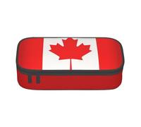 BREAUX Estuche unisex con estampado de bandera canadiense, versátil bolsa de almacenamiento de papelería para oficina, viajes o maquillaje, Negro, One Size, Conciso