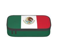 BREAUX Estuche unisex con estampado de bandera de México, versátil bolsa de almacenamiento de papelería para oficina, viajes o maquillaje, Negro, One Size, Conciso