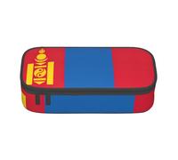 BREAUX Estuche unisex con estampado de bandera de Mongolia, versátil bolsa de almacenamiento de papelería para oficina, viajes o maquillaje, Negro, One Size, Conciso